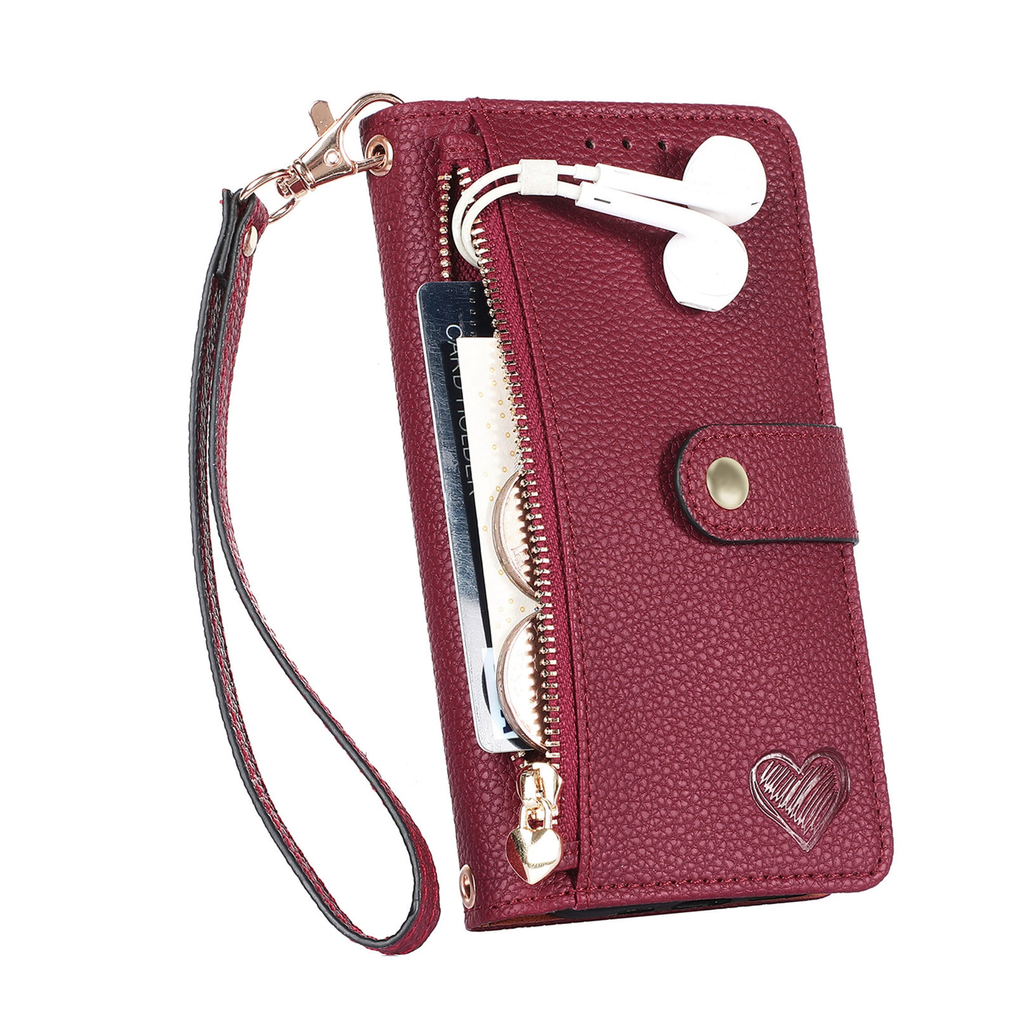 Designer Crossbody Wallet Case Compatible with iPhone 13 Pro Max , Luxury  Zipper Phone Case with RFID