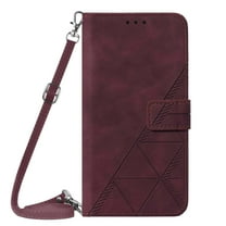 Dteck Wallet Case for iPhone 14 Pro 6.1 Inch Adjustable Crossbody Shoulder Strap Folio Cover with Card Slots Magnetic Closure Kickstand Function Anti-Scratch Shockproof Case,Winered