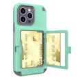 thumbnail image 1 of Dteck Wallet Case for iPhone 14 Pro with Card Slot Box Mirror Design Kickstand Bracket Phone Cover, Soft Silicone Rugged PC Shockproof Drop Resistant Non-Slipping Candy Color Protection Case,Mintgreen, 1 of 7