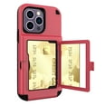 thumbnail image 1 of Dteck Wallet Case for iPhone 14 Pro with Card Slot Box Mirror Design Kickstand Bracket Phone Cover, Soft Silicone Rugged PC Shockproof Drop Resistant Non-Slipping Candy Color Protection Case,Red, 1 of 6
