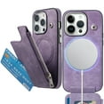 thumbnail image 1 of Dteck Wallet Case for iPhone 14 Pro Compatible with MagSafe Zipper Pocket Wallet PU Leather Flip Case with Credit Card Slots Holder Wireless Charging,Purple, 1 of 11