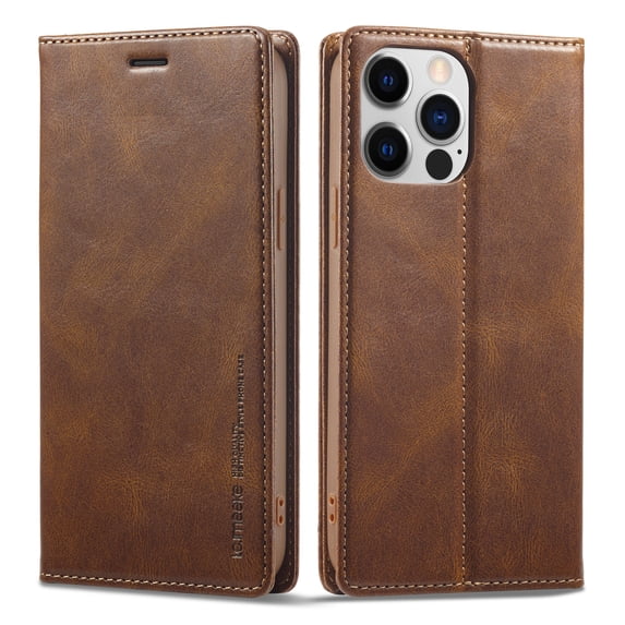 Dteck Wallet Case for iPhone 14 Pro Max 6.7 Inch, Luxury PU Leather Shockproof Kickstand Flip Cover RFID Blocking Card Slots Holder Magnetic Closure Case Compatible for iPhone 14 Pro Max,Brown