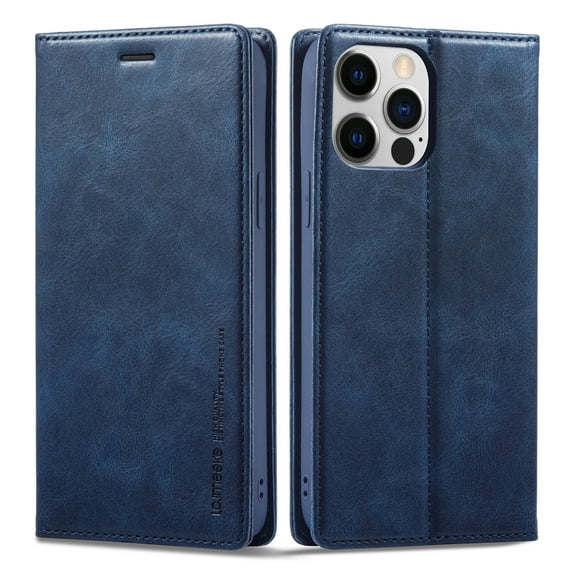 Dteck Wallet Case for iPhone 14 Pro Max 6.7 Inch, Luxury PU Leather Shockproof Kickstand Flip Cover RFID Blocking Card Slots Holder Magnetic Closure Case Compatible for iPhone 14 Pro Max,Blue