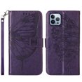 thumbnail image 1 of Dteck Wallet Case for iPhone 14 Pro Max, PU Leather Flip Protective Phone Case Wrist Strap Card Slots Holder Pocket Emboss Butterfly Flower Stand Case for iPhone 14 Pro Max 2022, Purple, 1 of 9