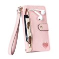 thumbnail image 1 of Dteck Wallet Case for iPhone 14 Pro, RFID Blocking 7 Card Slots Magnetic Zipper Purse with Wristlet Strap Stand PU Leather Shockproof TPU Shell Compatible with iPhone 14 Pro,Pink, 1 of 8