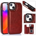 thumbnail image 1 of Dteck Wallet Case for iPhone 15 Plus Case Slim Protective Case with Credit Card Slot Holder Flip Folio Soft PU Leather Double Magnetic Closure Kickstand Cover for 2023,Brown, 1 of 10