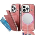 thumbnail image 1 of Dteck Wallet Case for iPhone 15 Plus Compatible with MagSafe Zipper Pocket Wallet PU Leather Flip Case with Credit Card Slots Holder Wireless Charging,Pink, 1 of 11