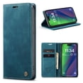thumbnail image 1 of Dteck Wallet Case for iPhone 15 Plus, Handmade Retro Durable Soft PU Leather Magnetic Closure Flip Anti-Fall Shockproof Case with Kickstand and Card Slots Protective Cover for iPhone 15 Plus, Blue, 1 of 5