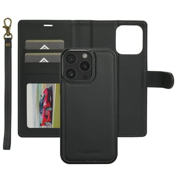 Dteck Wallet Case for iPhone 15 Pro Max, Luxury PU Leather Detachable Magnetic 2 in 1 Case Kickstand Credit Card Slots Wireless Charging Compatible with iPhone 15 Pro Max,Black