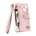 thumbnail image 1 of Dteck Wallet Case for iPhone 15 Pro, RFID Blocking 7 Card Slots Magnetic Zipper Purse with Wristlet Strap Stand PU Leather Shockproof TPU Shell Compatible with iPhone 15 Pro,Pink, 1 of 8