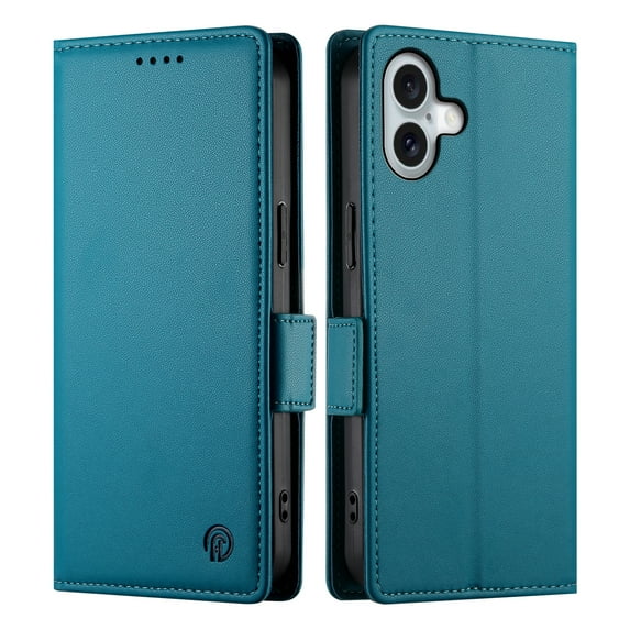 Dteck Wallet Case for iPhone 16 6.1" 2024, Premium PU Leather Folio Magnetic Closure Card Holder Kickstand Full Protection Phone Case Compatible with iPhone 16,Blue