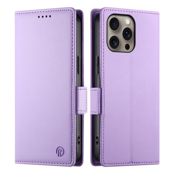 Dteck Wallet Case for iPhone 16 Pro 6.3" 2024, Premium PU Leather Folio Magnetic Closure Card Holder Kickstand Full Protection Phone Case Compatible with iPhone 16 Pro,Purple