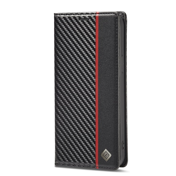 Dteck Wallet Case for iPhone 16 Pro Max 6.7 inch 2024, Carbon Fiber Texture PU Leather Flip Folio Case with Card Holder Magnetic Closure Protective Cover for iPhone 16 Pro Max, Black (Vertical)