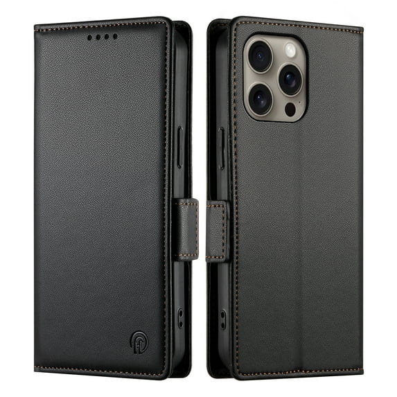 Dteck Wallet Case for iPhone 16 Pro Max 6.9" 2024, Premium PU Leather Folio Magnetic Closure Card Holder Kickstand Full Protection Phone Case Compatible with iPhone 16 Pro Max,Black