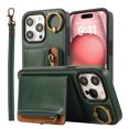 thumbnail image 1 of Dteck Wallet Case for iPhone 16 Pro Max, Magnetic Clasp Zipper Purse PU Leather Wristlet Wallet Case with Credit Card Slot Holder Back Flip Cover with Strap for iPhone 16 Pro Max 2024, Green, 1 of 6