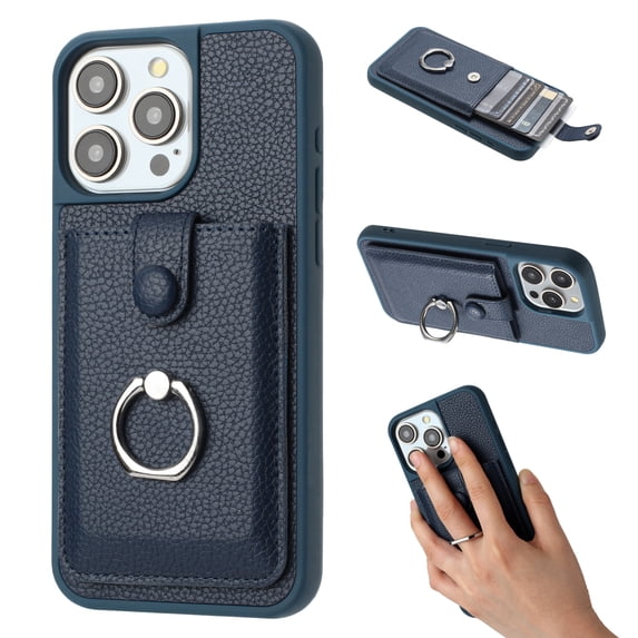 Dteck Wallet Case for iPhone 16 Pro Max,Shoockproof Magnetic Closure Card Slot Case with 360°Rotating Kickstand Lightweight Leather Back Phone Cover for iPhone 16 Pro Max,Blue