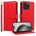 thumbnail image 1 of Dteck Wallet Case for iPhone 16 Pro Max with Wrist Strap Shoulder Strap, Shockproof Magnetic Multiple Card Slots Purse PU Leather Stand Phone Cover, Red, 1 of 7