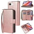 thumbnail image 1 of Dteck Wallet Case for iPhone 16E (2025), Shockproof Premium Magnetic Closure Zipper Pocket Folio PU Leather Flip Case Cover with 9 Card Slots Kickstand, Rosegold, 1 of 7