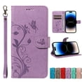 thumbnail image 1 of Dteck Wallet Case for iPhone 8 Plus / iPhone 7 Plus,Women Flio Folio Cover with Butterfly Embossed PU Leather Kickstand Credit Card Holder Case with Wrist Strap,Purple, 1 of 7