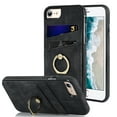 thumbnail image 1 of Dteck Wallet Case for iPhone 8 / iPhone 7 / iPhone SE 3rd Gen 2022 / iPhone SE 2nd Gen 2020, Slim PU Leather Card Holder Case with Ring Holder Stand, Black, 1 of 8