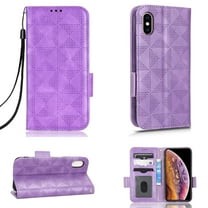 Dteck Wallet Case for iPhone XS Max, Flip Magnetic Synthetic Leather with Hand Strap Credit Card Slots Kickstand Business style Phone Cover For iPhone XS Max, Purple