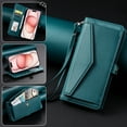 thumbnail image 1 of Dteck Wallet Crossbody Case for iPhone 16 Pro Max, Shockproof Wallet Bills Slot Pockets Compatible with Women Card Holder RFID Blocking Case, Green, 1 of 4
