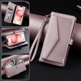 thumbnail image 1 of Dteck Wallet Crossbody Case for iPhone 12 Pro Max, Shockproof Wallet Bills Slot Pockets Compatible with Women Card Holder RFID Blocking Case, Rosegold, 1 of 5