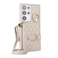 thumbnail image 1 of Dteck Wallet Crossbody for Samsung Galaxy S21 Ultra Case with Lanyard Wrist Strap Credit Card Holder, PU Leather Protective Phone Case with Ring Holder,Beige, 1 of 8