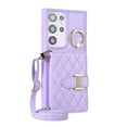 thumbnail image 1 of Dteck Wallet Crossbody for Samsung Galaxy S21 Ultra Case with Lanyard Wrist Strap Credit Card Holder, PU Leather Protective Phone Case with Ring Holder,Purple, 1 of 8