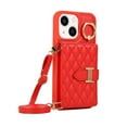thumbnail image 1 of Dteck Wallet Crossbody for iPhone 14 Plus Case with Lanyard Wrist Strap Credit Card Holder, PU Leather Protective Phone Case with Ring Holder,Red, 1 of 8