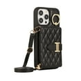 thumbnail image 1 of Dteck Wallet Crossbody for iPhone 15 Pro Case with Lanyard Wrist Strap Credit Card Holder, PU Leather Protective Phone Case with Ring Holder,Black, 1 of 8