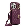 thumbnail image 1 of Dteck Wallet Crossbody for iPhone 14 Pro Max Case with Lanyard Wrist Strap Credit Card Holder, PU Leather Protective Phone Case with Ring Holder,Deep Purple, 1 of 8