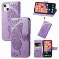 thumbnail image 1 of Dteck Wallet Embossed Case For Apple iPhone 13 Mini, Magnetic [Built-in Credit Card Slots] Flip Folio PU Leather Cover Case with Flower Butterfly Pattern,lightpurple, 1 of 6