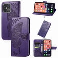 thumbnail image 1 of Dteck Wallet Embossed Case For Apple iPhone 13 Pro, Magnetic [Built-in Credit Card Slots] Flip Folio PU Leather Cover Case with Flower Butterfly Pattern,purple, 1 of 6