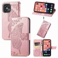 thumbnail image 1 of Dteck Wallet Embossed Case For Apple iPhone 13 Pro Max, Magnetic [Built-in Credit Card Slots] Flip Folio PU Leather Cover Case with Flower Butterfly Pattern,rosegold, 1 of 6