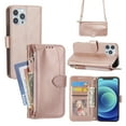 thumbnail image 1 of Dteck Wallet Phone Case Compatible for iPhone X,iPhone XS,with Crossbody Strap Credit Card Holder Slot Magnetic Flip Kickstand Luxury Leather Protective Cover,Rosegold, 1 of 10