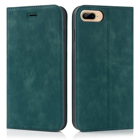 Dteck Wallet Phone Case for iPhone 8 Plus, iPhone 7 Plus RFID Blocking Credit Card Holder Kickstand Folio Flip Cover with Magnetic Closure, Blue