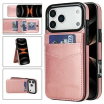 Dteck Wallet Phone Case for iPhone 17 Pro Case with Card Holder, Flip Cell Phone Wallet PU Leather Wallet Case for iPhone 17 Pro for Men Women, Rosegold