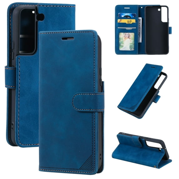 Dteck Wallet Pocket Flip Case for Samsung Galaxy S23 Case, Shockproof Folio Kickstand Card Slot Magnetic PU Leather Protect Folio Protection Case Flip Case Cover,Blue