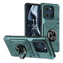 Dteck Wallet Ring Stand Holder Case for Moto G Stylus 5G (2025), Shockproof Dual Layer Magnetic Ring Kickstand Case with Hidden Card Holder Back Protective Cover, Green