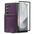 thumbnail image 1 of Dteck Wallet for Samsung Galaxy Z Fold 7 Case with Built-in Glass Screen Protector, Soft PU Leather Card Holder Flip Kickstand Protective Case for Z Fold 7,Deep Purple, 1 of 7