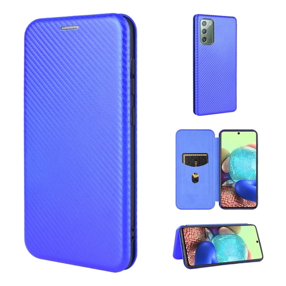Dteck Wallet Slim Case for Samsung Galaxy Note 20(6.7 inches),Carbon Fiber Texture Patterned Leather Card Holder Protective Kickstand Cover ,Blue