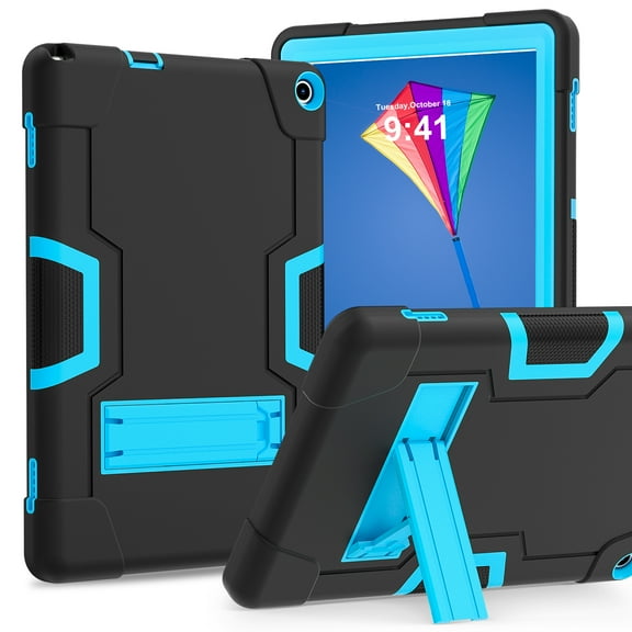 Dteck for Walmart Onn 10.1 Inch 3rd Gen Case 2022 with Built in Kickstand, Heavy Duty Kids-Friendly Hybrid Shockproof Rugged Protective Cover for Onn 10.1" 2022 Model 100071485,Black + Blue