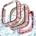 thumbnail image 1 of Dteck Waterproof Bling Diamond Case for Apple Watch Series 10 46mm with Screen Protector, 2 in 1 Glitter Rhinestone Face Cover with Back for iWatch Series 10 46mm,Pink, 1 of 5