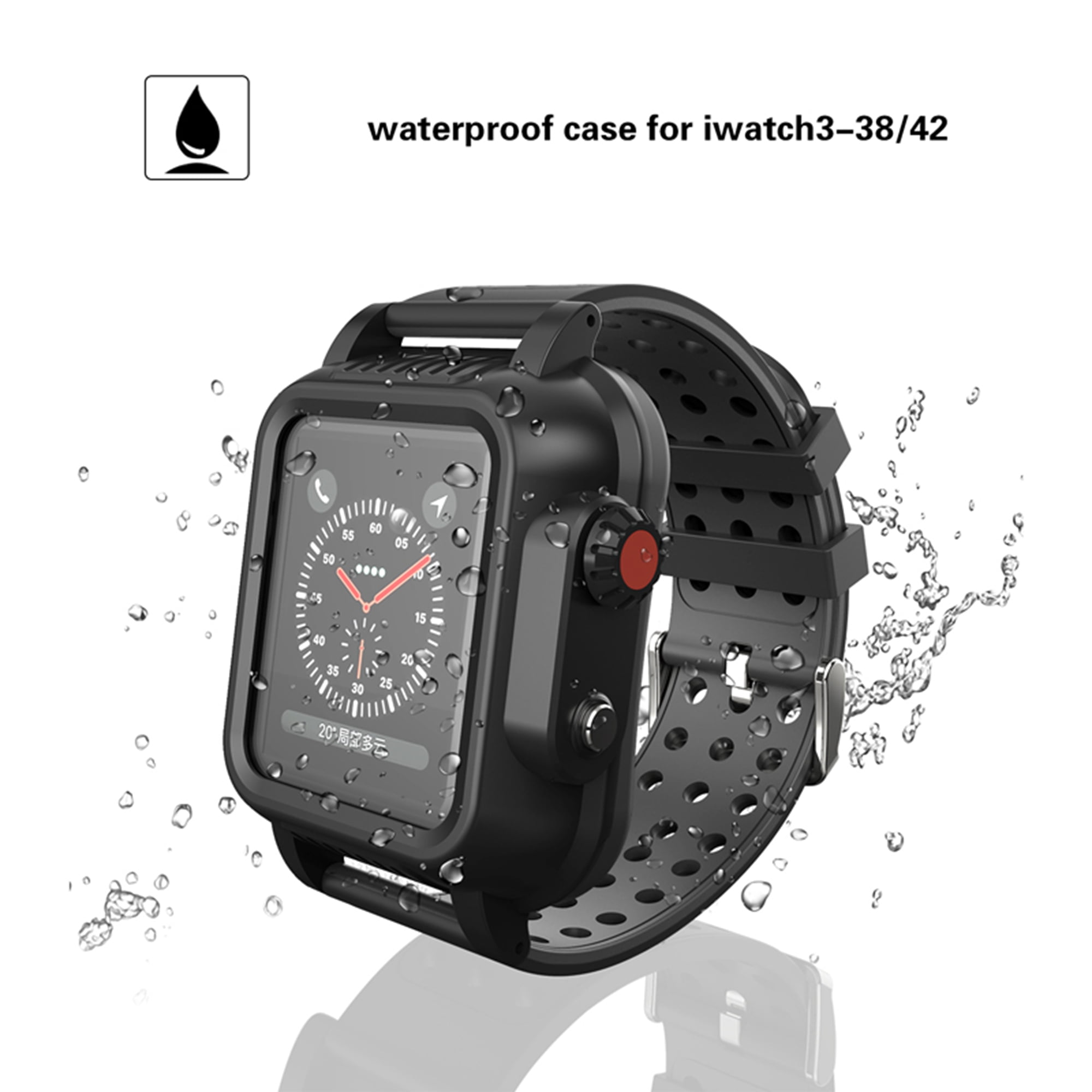 Dteck Waterproof Case for Apple Watch Series 3 42mm IP68 Waterproof Shockproof Impact Resistant Apple iWatch Full Body Protective Case with Built in Screen Protector Black Walmart