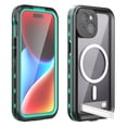 thumbnail image 1 of Dteck Waterproof Case with Universal Kickstand for iPhone 15,Shockporof IP68 Waterproof Case Magnetic Compatible with MagSafe Full Body Protection Cover,Grassblue, 1 of 10