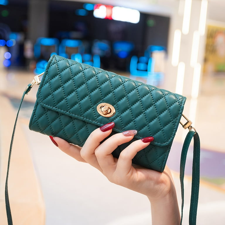 Dteck Women s Chain Wallet Crossbody Bag Small Purse Cellphone Wallet Green