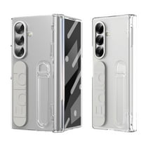 Dteck Wrist Strap for Samsung Galaxy Z Fold 7 Case with Kickstand & Screen Protection, Shock-Absorption Hinge Protection PC Case Cover with Handle for Samsung Galaxy Z Fold 7,Clear