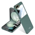 thumbnail image 1 of Dteck Z Flip 5 Case - Ultra-Thin Folding Shell with Electroplated Metal Lens Frame - Built-in Screen Protector Protection Case for Samsung Galaxy Z Flip 5,Darkgreen, 1 of 7