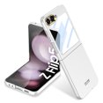 thumbnail image 1 of Dteck Z Flip 5 Case - Ultra-Thin Folding Shell with Electroplated Metal Lens Frame - Built-in Screen Protector Protection Case for Samsung Galaxy Z Flip 5,Silver, 1 of 7